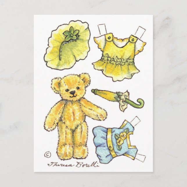Postale Pétunia jaune Teddy Papier Poupée mignonne carte p (Devant)