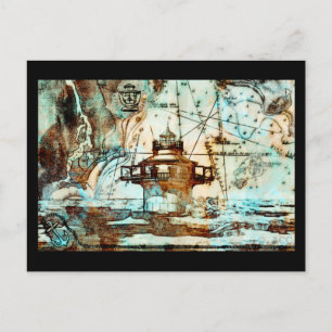 Postale Phare de Black Ledge et carte