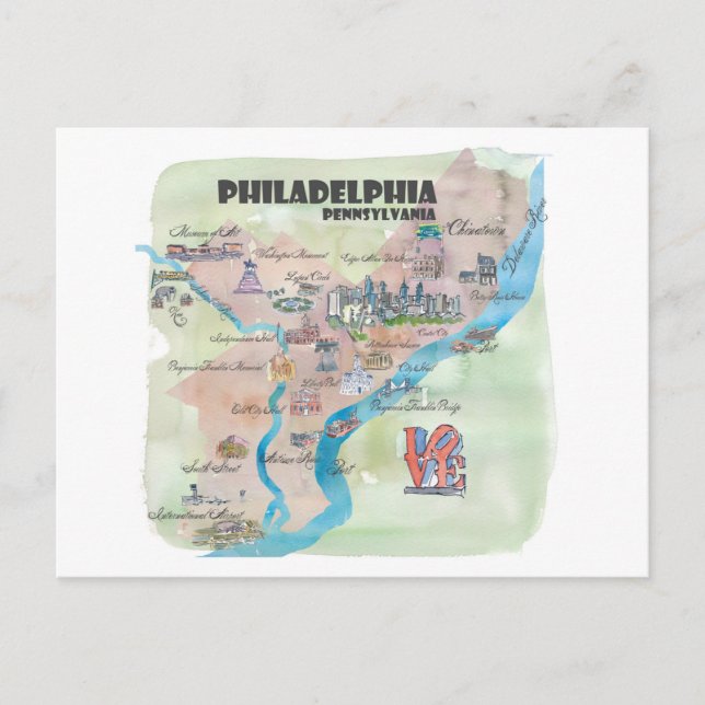 Postale Philadelphie Pennsylvanie Retro Art Vintage Carte (Devant)