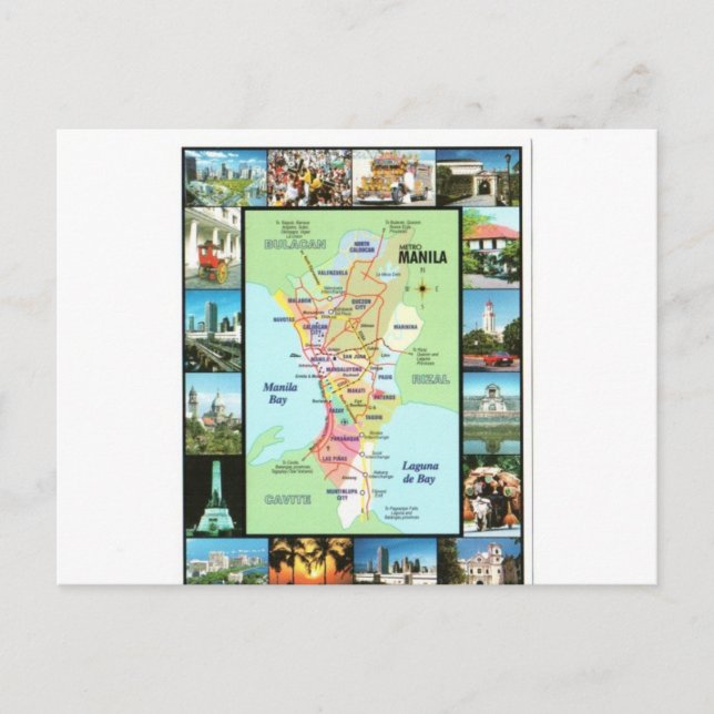 POSTALE PHILIPINES CARTE DU MANILLE (Devant)