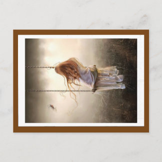 Postale photo à la carte balançoire bohême jeune fille rou