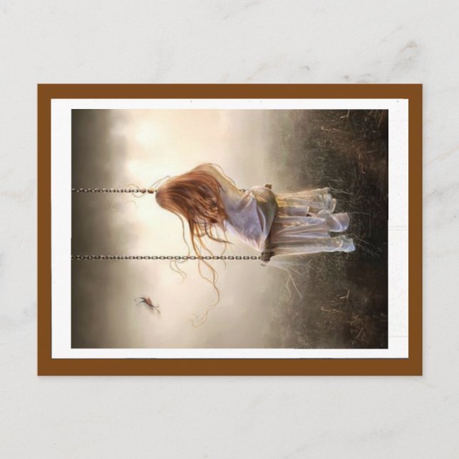 Postale photo à la carte balançoire bohême jeune fille rou (Devant)