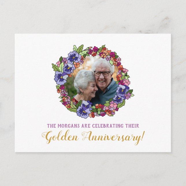 Postale Photo Carte Wreath Douche Anniversaire d'or (Devant)