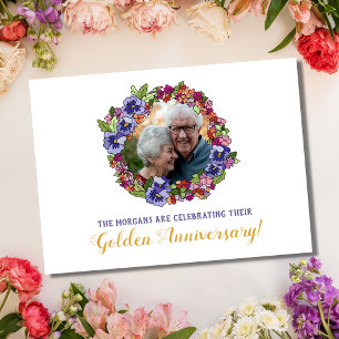 Postale Photo Carte Wreath Douche Anniversaire d'or