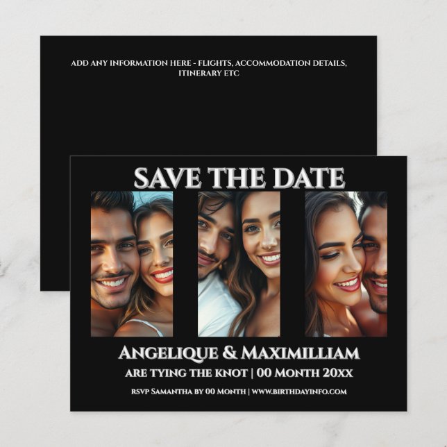 Postale Photo enregistrer la carte date élégant moderne 3  (Devant / Derrière)