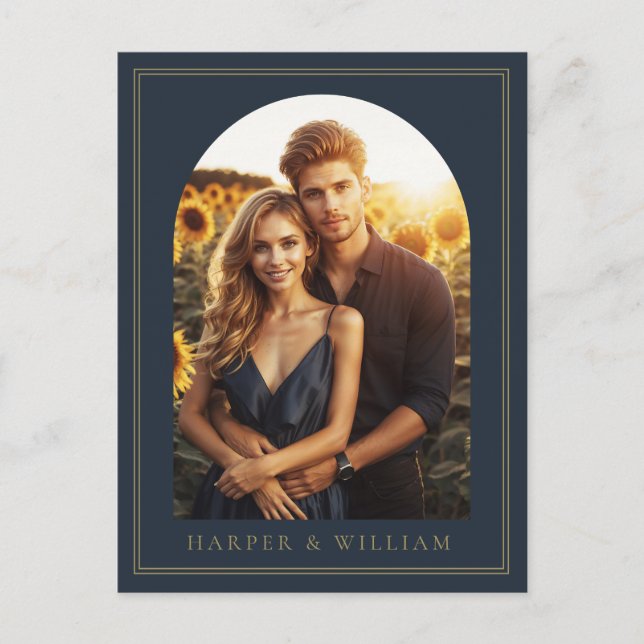 Postale photo marine bleu arche enregistrer la date carte  (Devant)