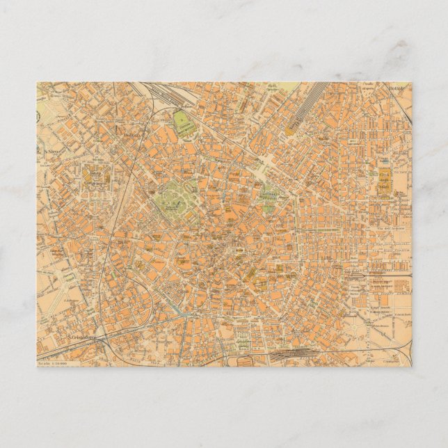 Postale Pianta di Milano - Carte de Milan, Italie (Devant)