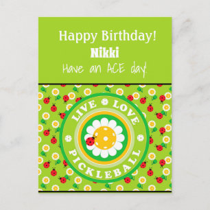 Postale Pickleball Joyeux Anniversaire Cute Carte personna