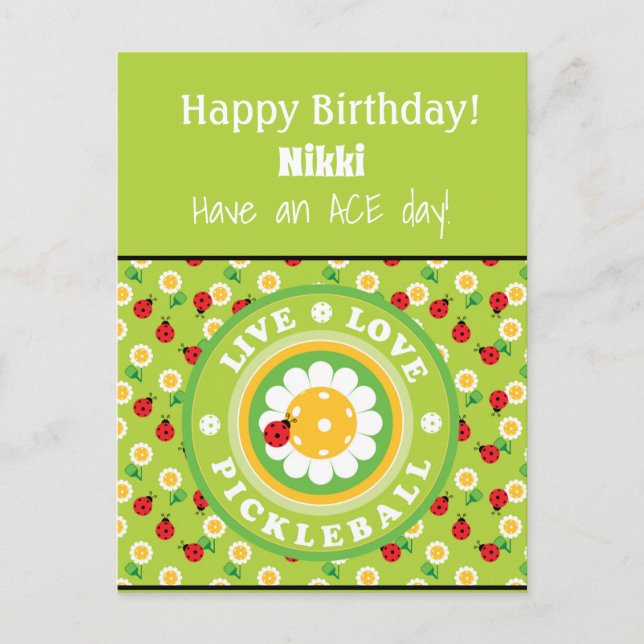 Postale Pickleball Joyeux Anniversaire Cute Carte personna (Devant)