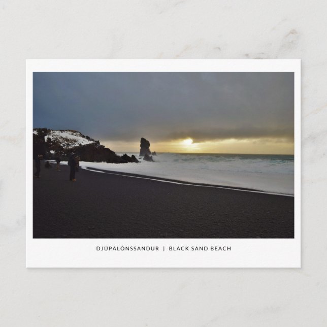 Postale Pierres de plage de sable noir en mer, carte posta (Devant)