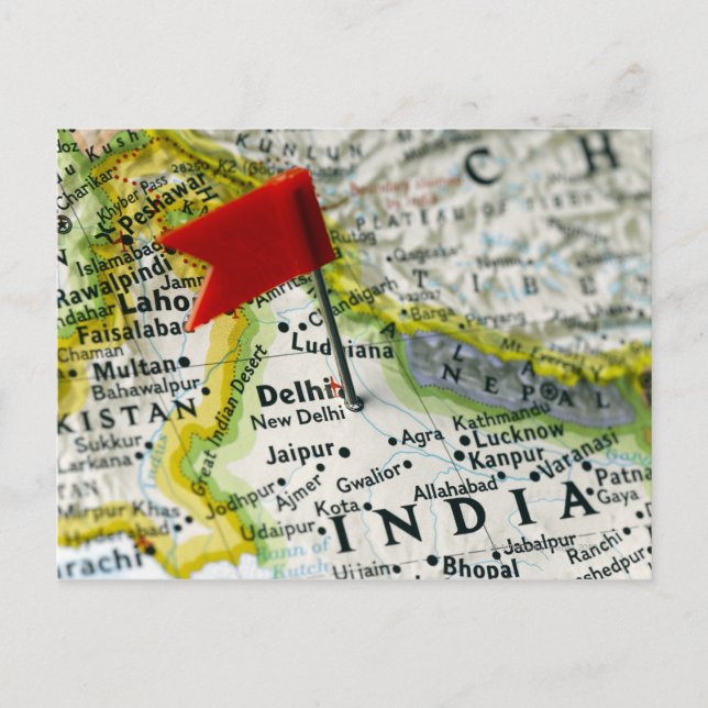 Postale Pignon de carte placé à New Delhi, Inde sur la car (Devant)