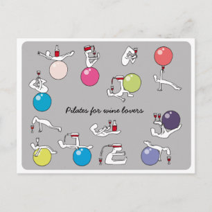 Postale Pilates pour les amateurs de vin carte postale, gr