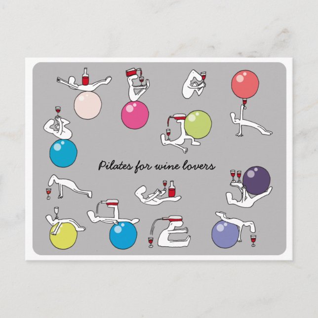 Postale Pilates pour les amateurs de vin carte postale, gr (Devant)