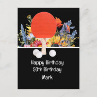 Ping pong Table Tennis 50e Anniversaire Carte Boss