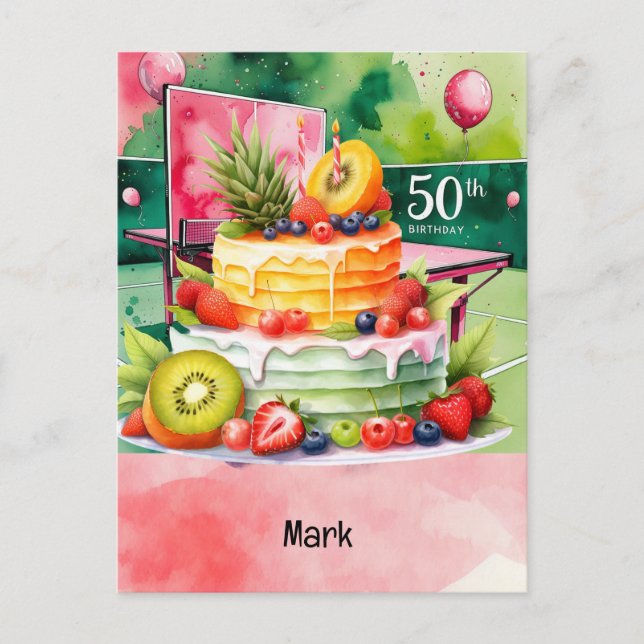 Postale Ping pong Table Tennis Carte Anniversaire (Devant)