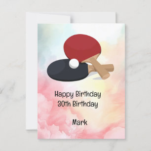 Postale Ping pong Table Tennis Carte Anniversaire