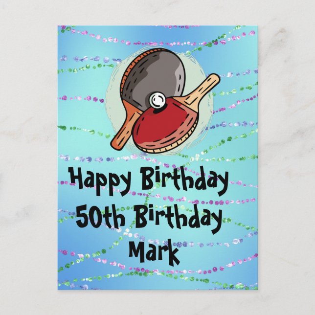 Postale Ping pong Table Tennis Carte Anniversaire (Devant)