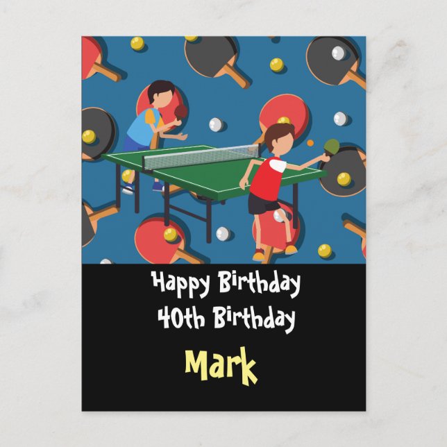 Postale Ping pong Table Tennis Carte Anniversaire (Devant)