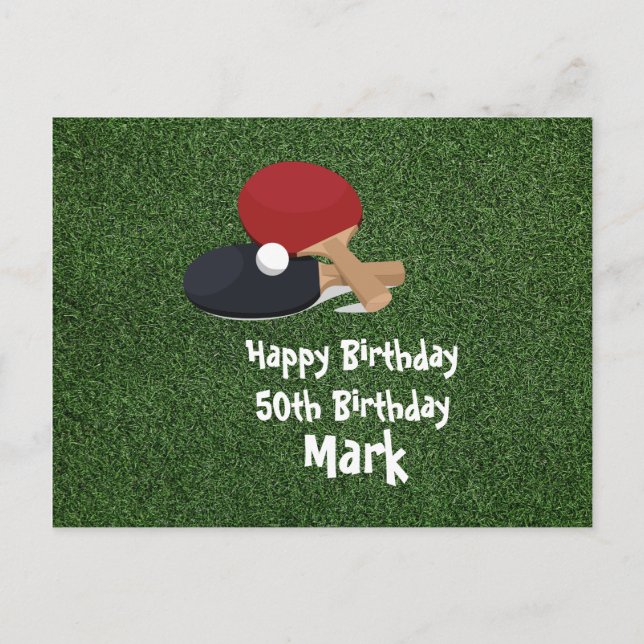 Postale Ping pong Table Tennis Carte Anniversaire (Devant)