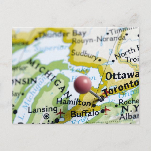 Postale Pingle de carte placée à Toronto, Canada sur la ca (Devant)