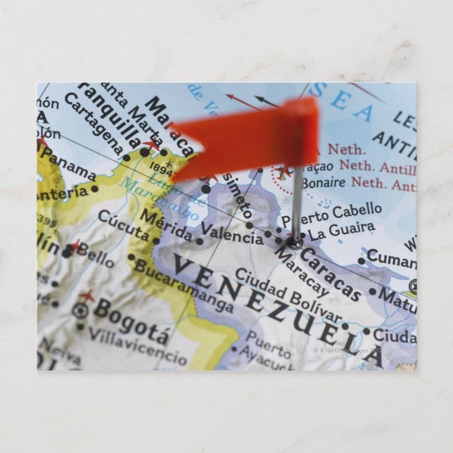 Postale Pinglette de carte placée à Caracas, Venezuela sur (Devant)