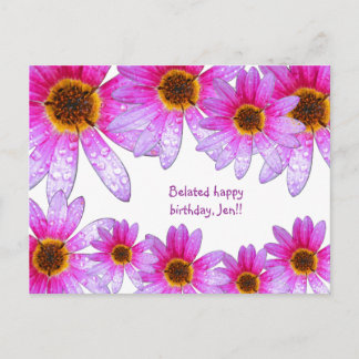 Postale Pink Daisy Belated Joyeux Anniversaire Carte posta