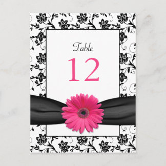 Postale Pink Daisy Black White Floral Mariage Carte de tab