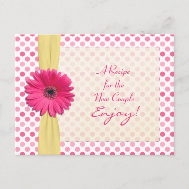 Postale Pink Daisy Polka Dot Recette Carte pour nouveau co (Devant)