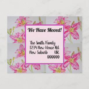 Postale Pink Flower Nouvelle Adresse Carte Postale, Nous D