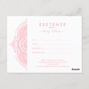 Postale Pink Mandala Certificat cadeau Design Carte postal