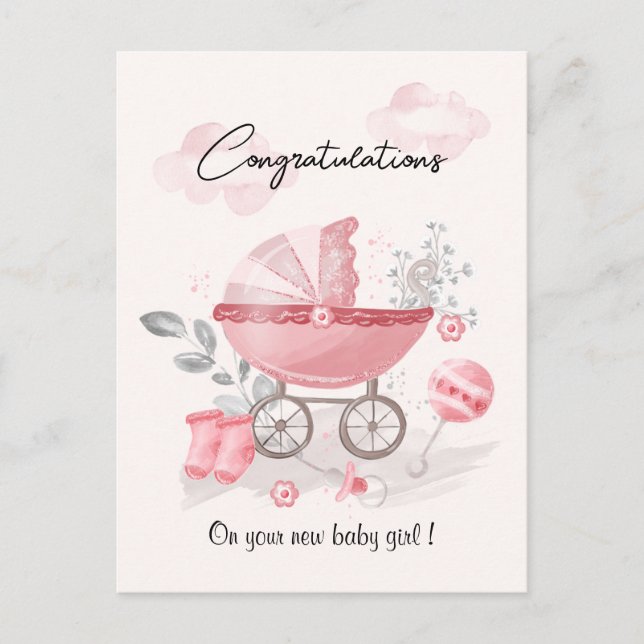 Postale Pink Strand fille félicitations carte (Devant)