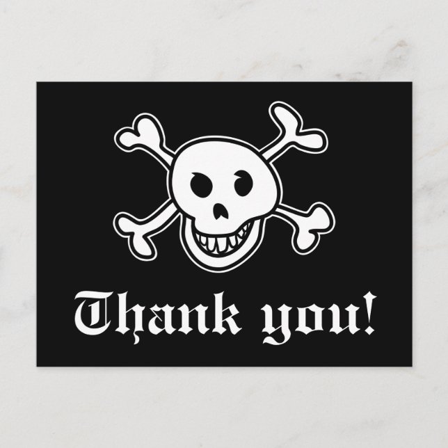 Postale Pirate carte de remerciements pour fête d'annivers (Devant)