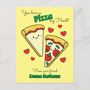 Postale Pizza Cute Kids Valentine's Day Kawaii Carte posta
