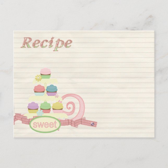 Postale plateau de cupcake de carte de recette (Devant)