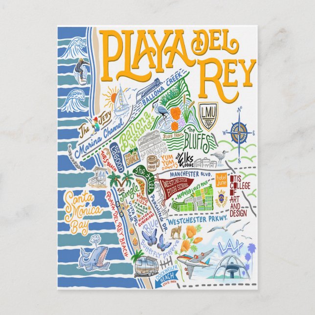 POSTALE PLAYA DEL REY CARTE ILLUSTRÉE (Devant)
