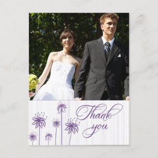 Postale Plum violet mariage photo floral carte de remercie