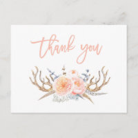 plumes de bois carte de remerciements, baby shower