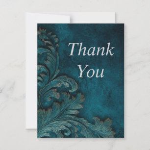 Postale Plumes sur Carte de remerciements de texture bleu
