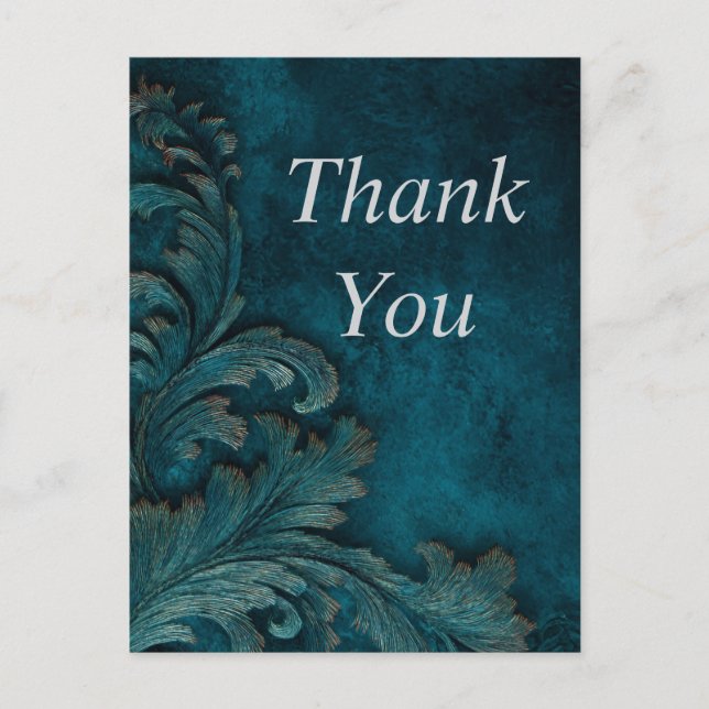 Postale Plumes sur Carte de remerciements de texture bleu  (Devant)