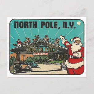 Postale Pôle Nord New York Vintage voyage Père Noël Carte 