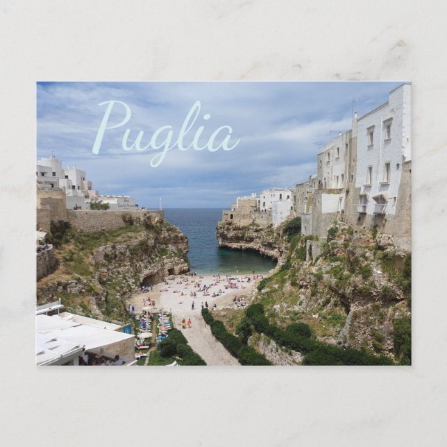 Postale Polignano a Mare ville plage, Puglia texte carte p (Devant)