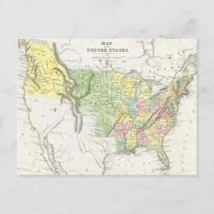 Postale Politique vintage de la carte des États-Unis (1833