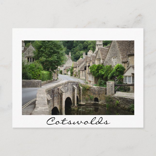 Postale Pont à Castle Combe, carte frontière blanche du Ro (Devant)