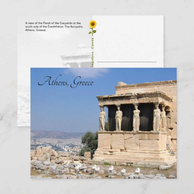 Postale Porche des Caryatides, Athènes, Grèce - carte post (Devant / Derrière)