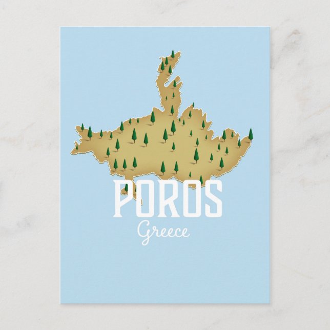 Postale Poros Carte grecque Affiche de voyage illustrée (Devant)