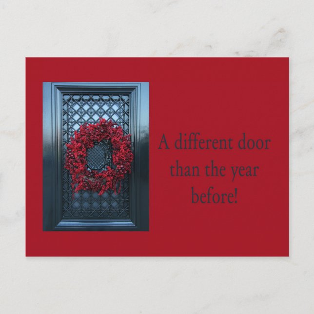Postale Porte différente - couronne de Noël nouvelle carte (Devant)