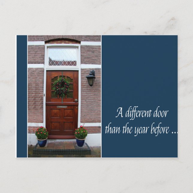Postale Porte différente - couronne de Noël nouvelle carte (Devant)