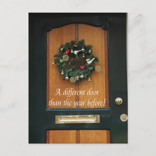 Postale Porte différente - couronne de Noël nouvelle carte (Devant)