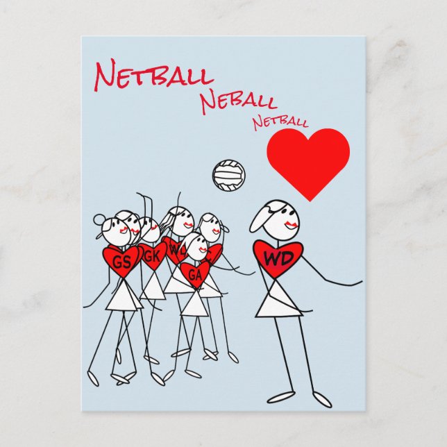 Postale Positions du joueur WD Love Netball Clipart Carte  (Devant)