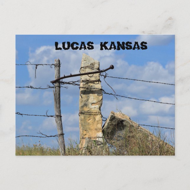 Postale Poste de clôture en pierre du Kansas, carte postal (Devant)